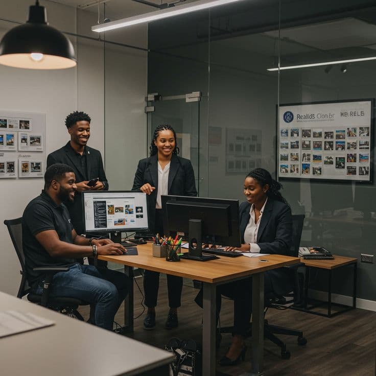 Modern office with plants